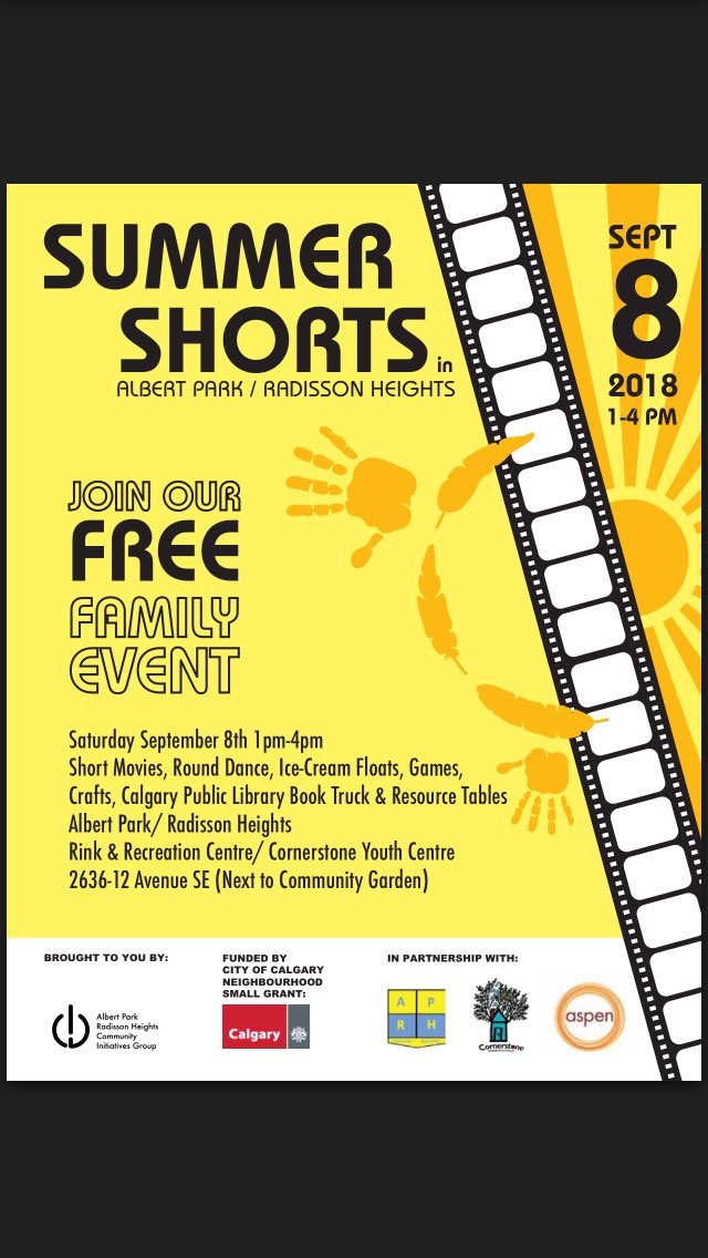 SYFS_YYC's tweet photo. Join our friends @CornerstoneYYC this Saturday for this family friendly #SummerShort event. https://t.co/vTE7nwq7MK