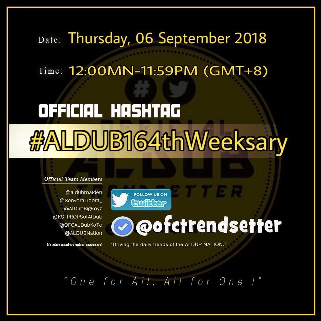 Mainit na pagbati Sa ating lahat😍

👉 #ALDUB164thWeeksary
<a href="/ofctrendsetter/">TEAM OAT ᴬᴰᴺ</a> <a href="/ALDUBNation/">ALDUBNation</a> 
<a href="/AlDubBigBoyz/">AlDubForTheBigBoyzᴬᴰᴺ</a> @OFCALDubKoTo 
<a href="/SenyoraTidora_/">SENYORA TIDORA ᴬᴰᴺ</a> <a href="/aldubmaiden/">AlDub❤️MaiDen Org ᴬᴰᴺ</a> 
<a href="/MaidenGraffix/">MAIDEN GRAFFIX SUPPORTS ALDUB</a> <a href="/ALDUBHashtagSQ/">ADN HASHTAG SQUAD</a> 
<a href="/AldubMDEast/">AD/MD_MiddleEast</a> <a href="/aldub_TeamUAE/">ALDUB TEAM UAE</a> 
<a href="/AMInaticsOFC/">AMInatics OFC ᴬᴰᴺ</a> <a href="/TropALDUB/">TROPANG ALDUB ᴬᴰᴺ</a>
@RealDonFraning <a href="/AlDubBigGirlz/">AlDubForTheBigGirlz™ᴬᴰᴺ</a>
<a href="/imcr8d4u/">🇸🇦 Don Juan de Mculit™ 🇵🇭</a>