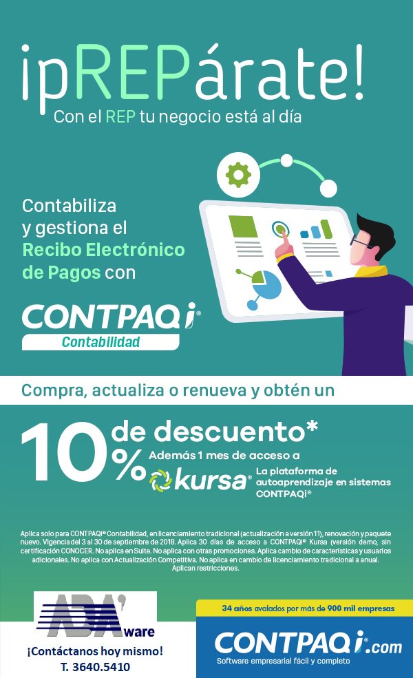 ADAWARE_MASTER's tweet photo. La nueva versión 11 de CONTPAQi® contabilidad te regala  10% de  descuento ¿Vas a dejar pasa esta oportunidad para estar actualizado?
 Solicita tu cotización en hola@adaware.com.mx  y descubre TODAS LAS PROMOCIONES que ADAware tiene para ti. https://t.co/aiaHXBq4Kd