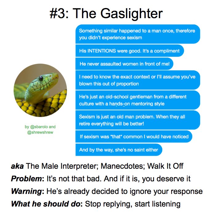 Reply Guy #3: THE GASLIGHTERWhat’s the big deal anyway?  #9ReplyGuys  #gaslighting [tagging my co-author  @shrewshrew]