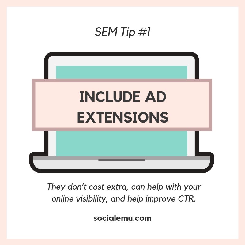 socialemucom's tweet photo. Ad extensions help your listing to occupy more space on the results page, which can help with your online visibility. #sem #advertising #ad #ads #onlinemarketingtip #smallbusinessowners #smallbusiness #sme #smb #entrepreneurship #marketing #startups #australia #aussiestartups https://t.co/bSMgrHSdwK