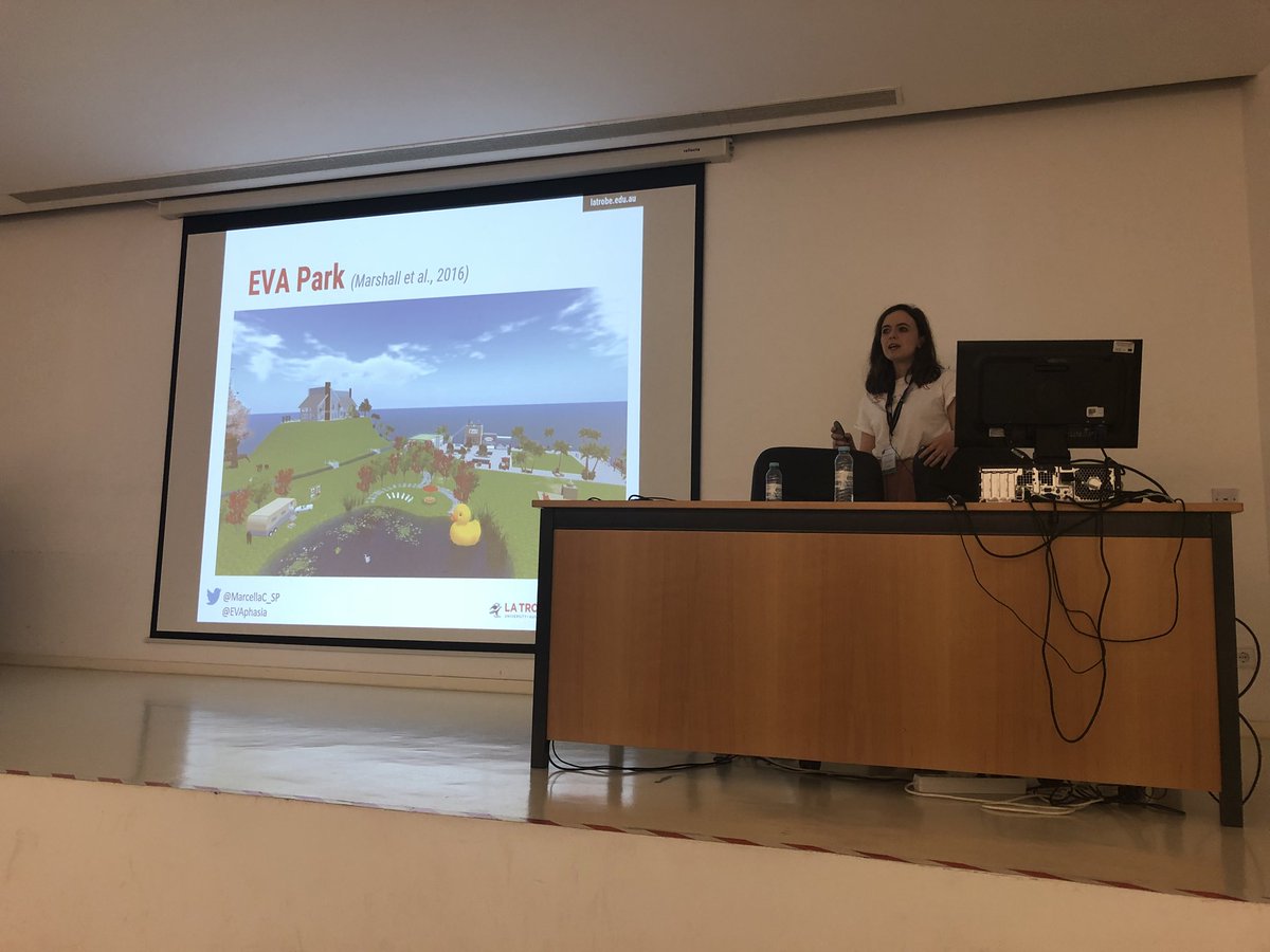Aphasia Lab LTU (@aphasialtu) on Twitter photo Our <a href="/MarcellaC_SP/">Dr Marcella Carragher</a> discusses story telling therapy for #aphasia in <a href="/EVAphasia/">EVA Park</a> at #iarc2018 - a fab international collaboration between <a href="/cityuniSLIT/">CityUni SL & IT</a> and <a href="/latrobe/">La Trobe University</a> Our <a href="/MarcellaC_SP/">Dr Marcella Carragher</a> discusses story telling therapy for #aphasia in <a href="/EVAphasia/">EVA Park</a> at #iarc2018 - a fab international collaboration between <a href="/cityuniSLIT/">CityUni SL & IT</a> and <a href="/latrobe/">La Trobe University</a>