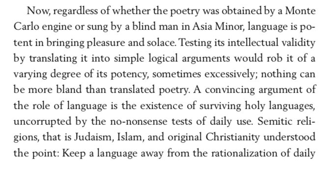 nntaleb's tweet image. When Latin was dropped by the Catholic church, while other Abrahamic religions retained holy tongues, Catholicism collapsed -perhaps independently. Meanwhile, pple in fastest growing religion pray in classical Arabic a tongue &amp;lt;20% understand &amp;amp; &amp;lt; 4% speak.

in #FooledbyRandomness