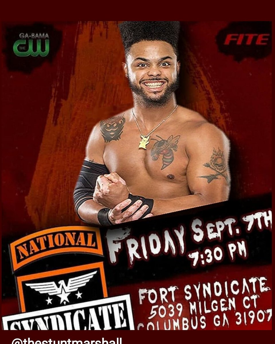 SyndicateGa's tweet photo. thestuntmarshallThis Friday! Columbus Ga, come and support Indy wrestling. This will be Stunt Marshall's last show here for a while. So if you want to see the #Hate https://t.co/CIALPbzKaK