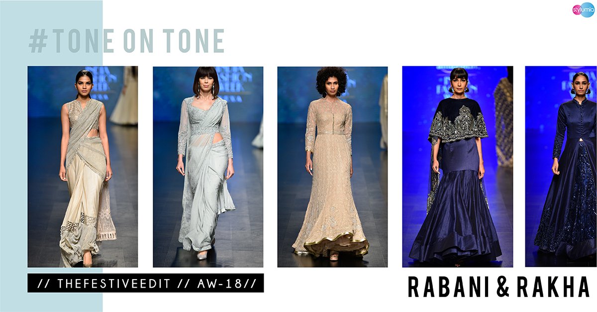 stylumia's tweet photo. : :Trend Alert: :
Festive Edit: What's Trending?
Tone-on-Tone styles in beaten gold-tones, pastel blues and midnight blues.
Take cues from Rabani & Rakhas A/W 18 collection.
Get in Touch for more Fashion Trend Alert 👉 https://t.co/xViqKUlEq5
#AW18 #RabaniandRakha #Rabani&Rakha https://t.co/aiYD4JkcLU