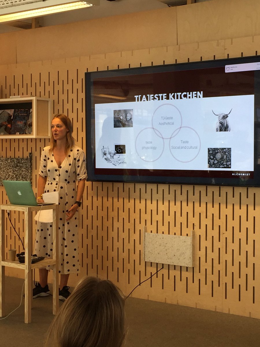 thisismold's tweet photo. At the intersection of aesthetic, physiology and social/cultural tastes is how we might be able to retell stories as an interface between food and guest #AlchemistKitchen #techfestival https://t.co/ezISikszD6