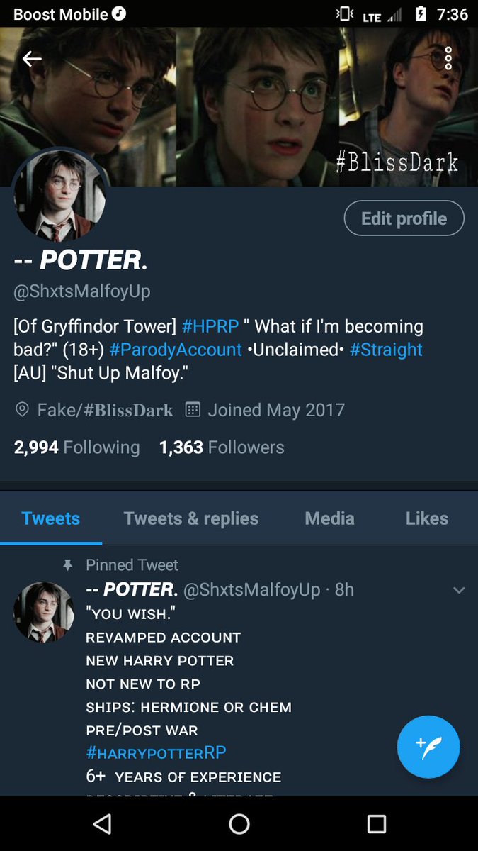 Here is my Harry Account I've been working on xD.