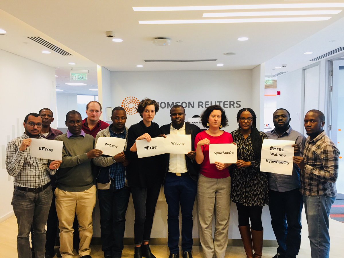 The <a href="/Reuters/">Reuters</a> Nairobi newsroom stands behind our jailed Myanmar colleagues Wa Lone and Kyaw Soe Oo. #FreeWaLoneKyawSoeOo Please read the story for which they were jailed. reuters.com/investigates/s…