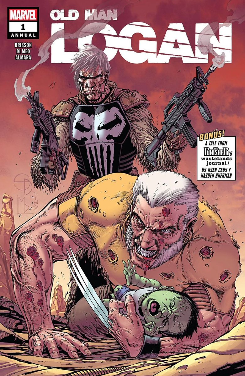The OLD MAN LOGAN ANNUAL is out today! Pick it up today and check out @rycady, Dono Sanchez-Almara, @corypetit, and I's PUNISHER WASTELANDS JOURNAL story! 

And sososo much thanks to @chrisrobinson for letting me include some of my favorite Marvel stuff throughout it  :D 