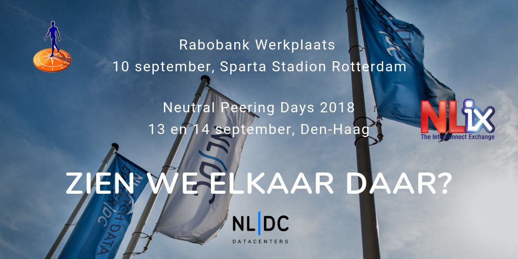NL_Datacenters's tweet photo. Volgende week staat volledig in het thema van de #DigitaleWerkplaats & #connectivity tijdens de @Rabobank #digitale Werkplaats en #neutralpeeringdays van @nl_ix. Aanmelden kan via https://t.co/dqwYcr2PhQ Tot volgende week! https://t.co/LMT8ELEhci