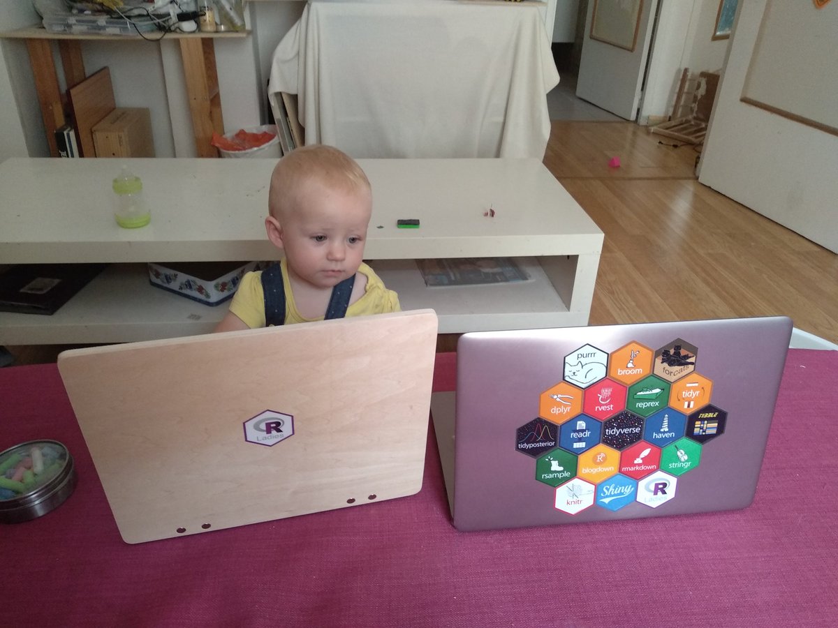 cecilesauder's tweet photo. Come back from #AmstRday, #Rbaby 👶 Lexie put her new #RLadies sticker on her 💻 to work with mummy. https://t.co/18vuAuSRTG