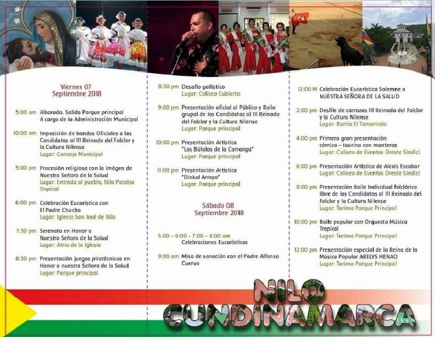 ALCALDIADENILO's tweet photo. En septiembre todos los caminos conducen a #Nilo #Cundinamarca, los esperamos para disfrutar de nuestras ferias y fiestas del 7 al 9 de septiembre invita @ALCALDIADENILO @AlcaldeNilo
#CompromisoConResponsabilidad https://t.co/tbcnyG9jm7