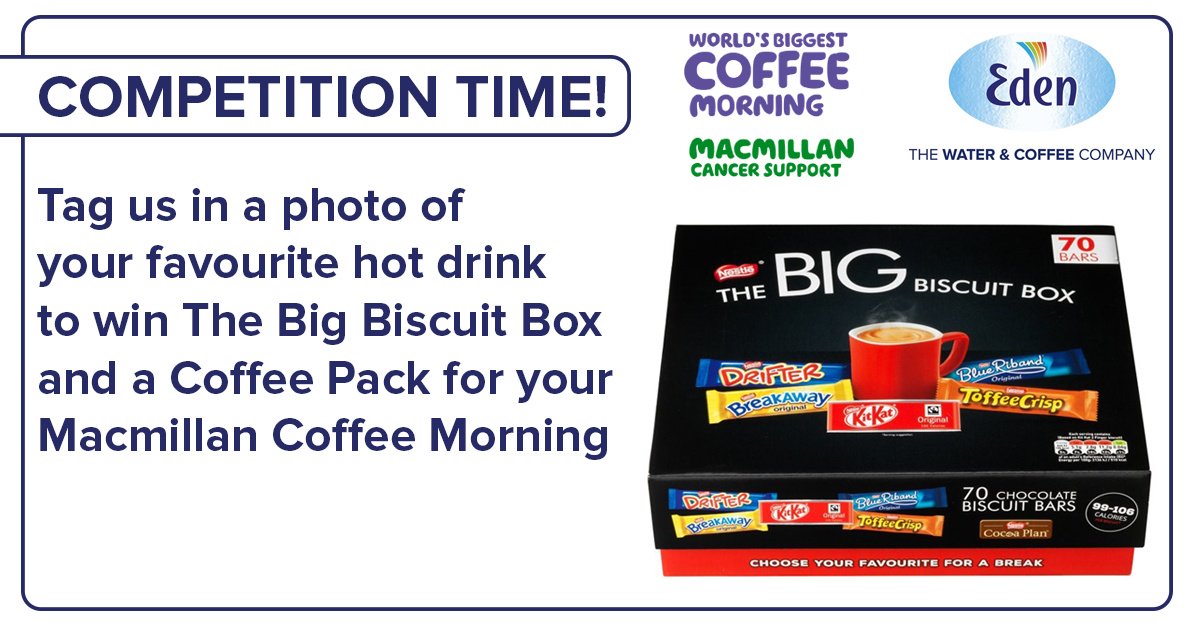 kafevend's tweet photo. #MacmillanCoffeeMorning is coming up very soon and it's your chance to win a Coffee Pack and The BIG Biscuit Box full of chocolate bars! Tag us in a photo of your favourite hot drink to be entered into our Prize Draw! #competition https://t.co/T1lBjc1REw https://t.co/FPS3C7iH5u