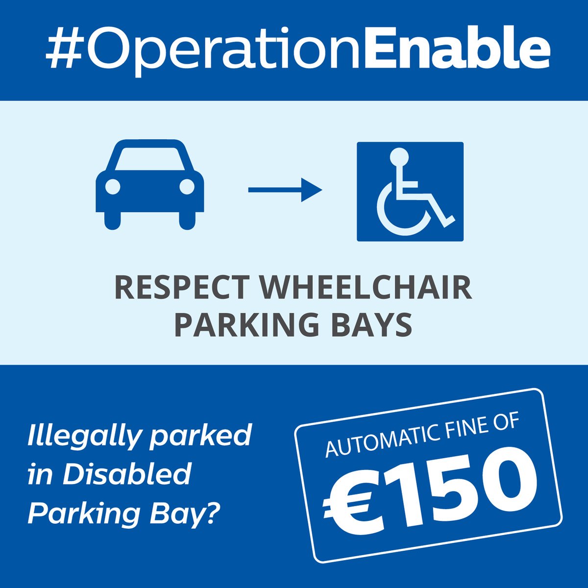 GardaTraffic's tweet photo. DMR Roads Policing – Disabled parking bays are a lifeline for motorists with reduced mobility, they are not overflow loading bays for commercial vehicles! Fixed charge notice issued #OperationEnable https://t.co/ss06eFu6Ld