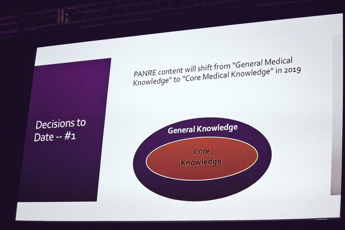 PAOSnews's tweet photo. Here’s the change in content for #PANRE effective next year - shifting from General Knowledge to Core Knowledge, as @NCCPAcert incorporates changes to recertification. #PAOS2018 https://t.co/5fTkWUiZAn