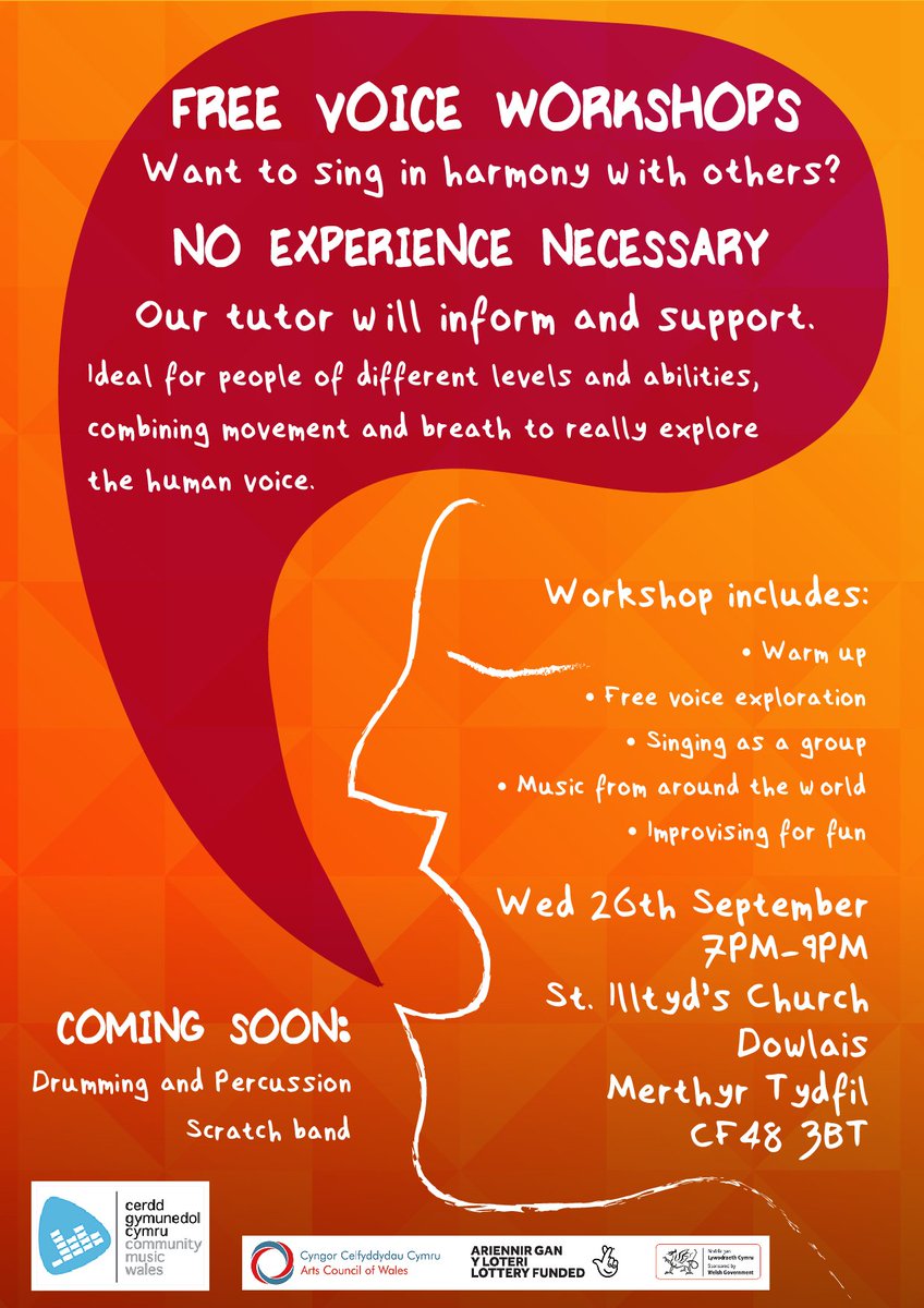 CMW_CGC's tweet photo. #Unideg update #1:
The first taster session will be a #vocal #workshop in St Illtyd's Church, Dowlais.
If you're a #musician in #Merthyr then come join us for a free session on the 26th of September between 7PM and 9PM. https://t.co/bT3k2T8Vq2