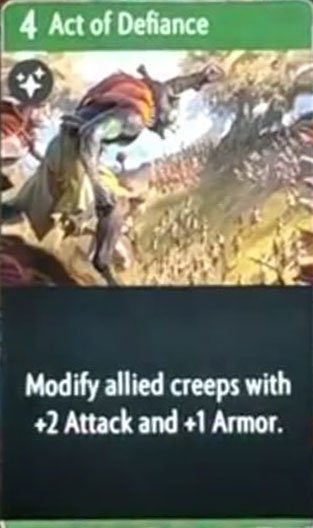 C3_Collective's tweet photo. Here's a potental power play! Ping the enemy creeps with strafing run, spawn the hounds, and overrun the board with lycan's passive buff and Act of defiance!  Crystal Maiden's free mana makes this possible. What combos can you make?  #PlayArtifact @backtobasecast https://t.co/uEYyolaItq