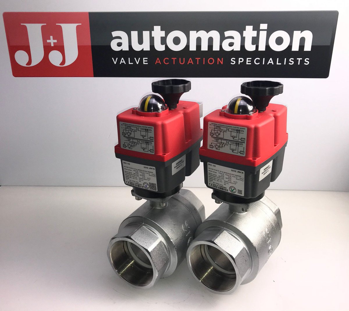 3" brass BSP ball valves fitted with J+J electric J3CS35 on off actuators, assembled, tested and shipped today by J+J Automation UK #brass #ballvalves #actuatedballvalves #electricactuator