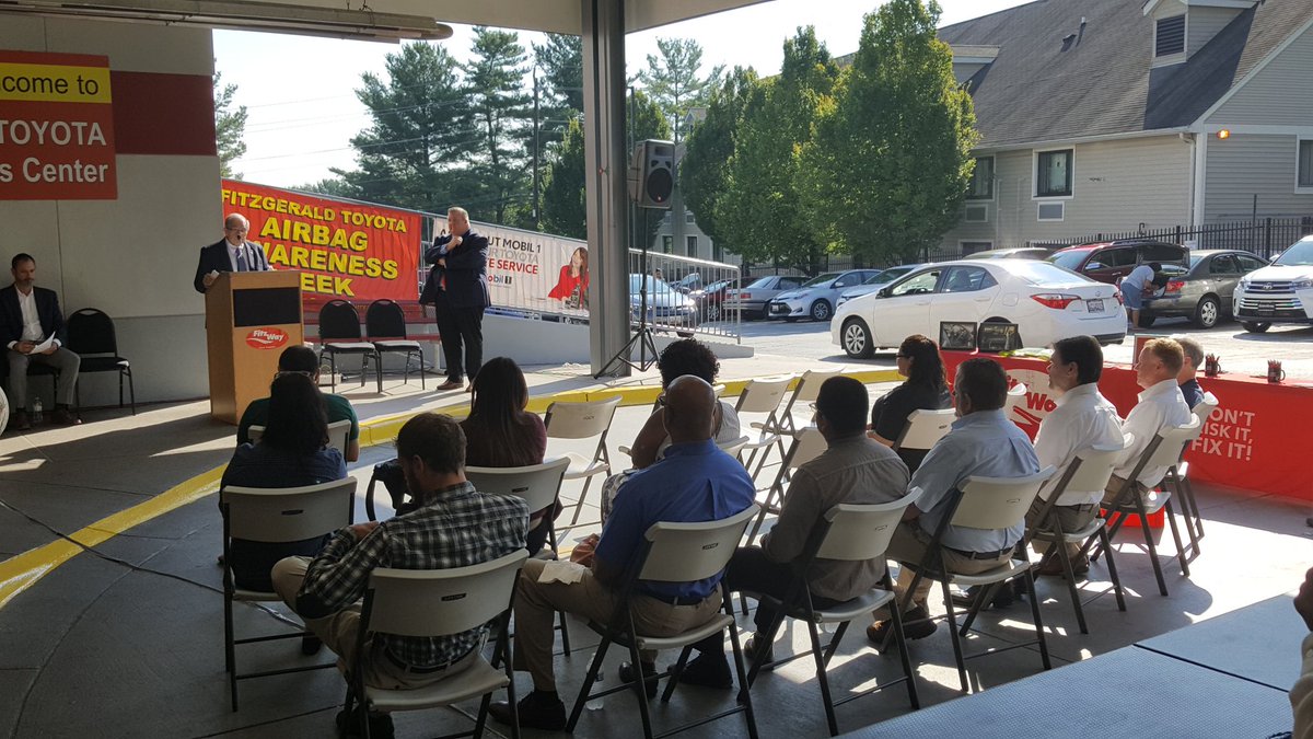 MD_MVA's tweet photo. It's Airbag Awarness Week at Fitzgerald Toyota in Gaithersburg. We are here to discuss important vehicle safety recall information. https://t.co/sfWhRflE5T