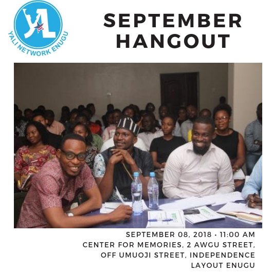 YaliEnugu's tweet photo. Find time to join our monthly meet up this Saturday, 8th September, 2018!

We will discuss approaches that can support the development of literacy and skills, to ultimately improve people’s life and work and contribute to equitable and sustainable societies.

See flyer for detail https://t.co/7XWsL8mOEu