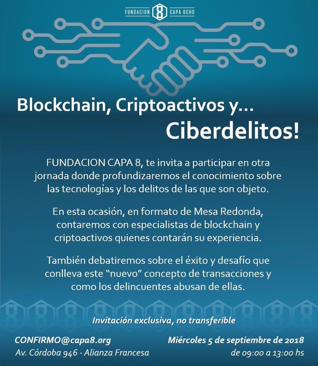 Fernando Cassina (@fernandocassina) on Twitter photo <a href="/FundacionCapa8/">Fundación Capa 8</a> continua trabajando por un ciberespacio mas seguro, en esta oportunidad en <a href="/AlianzaFBsAs/">AlianzaFrancesaBsAs</a> hablando de Blockchain, Criptoactivos y Ciberdelito, con la importante participacion de <a href="/alxprince/">Alejandro Prince</a> <a href="/FundacionCapa8/">Fundación Capa 8</a> continua trabajando por un ciberespacio mas seguro, en esta oportunidad en <a href="/AlianzaFBsAs/">AlianzaFrancesaBsAs</a> hablando de Blockchain, Criptoactivos y Ciberdelito, con la importante participacion de <a href="/alxprince/">Alejandro Prince</a>