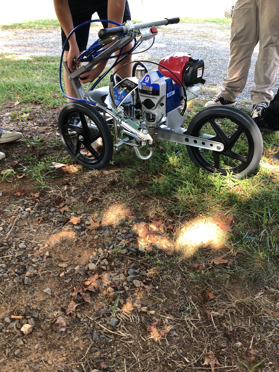 bluetic7's tweet photo. Students are happy to get a new field painter. The old model is 6 years old and still working. We will use it for logo work. Thanks EMHS Athletic Boosters! #imagineMCS22 #EMHSReach https://t.co/HIqGf9IXns