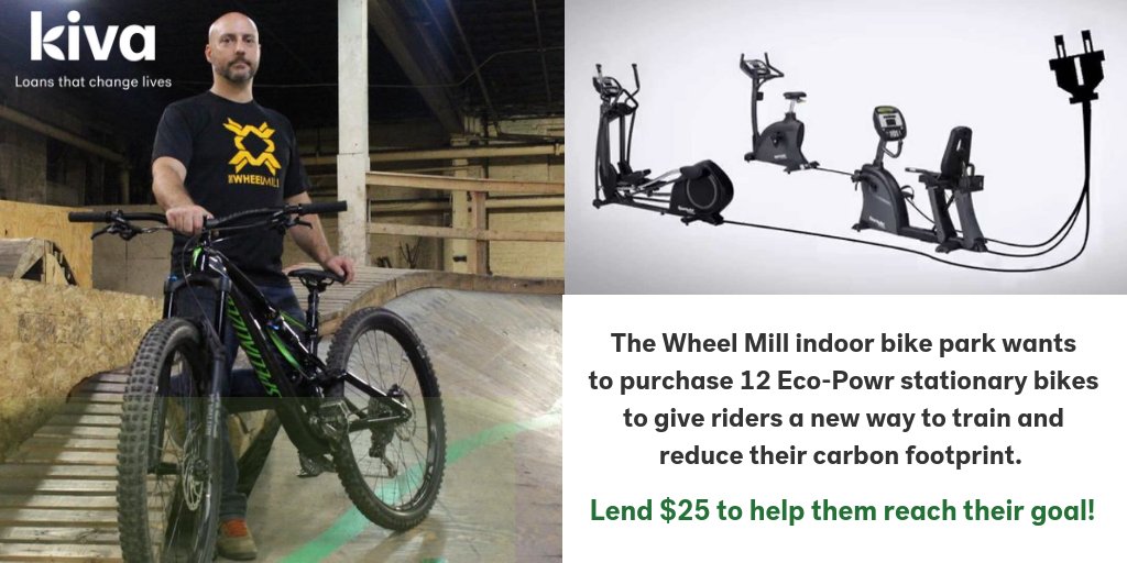 Help <a href="/Thewheelmill/">The Wheel Mill</a> crowdfund a $25,000 <a href="/Kiva/">kiva.org</a> loan to purchase &amp; install <a href="/GoSportsArt/">SportsArt</a> Eco-Powr bikes for spin classes. Riders will get a new way to train and the business will reduce their carbon footprint! Lend $25 today: kiva.org/lend/1570823
 <a href="/BikePGH/">BikePGH</a> @fittcity @GroundedPGH