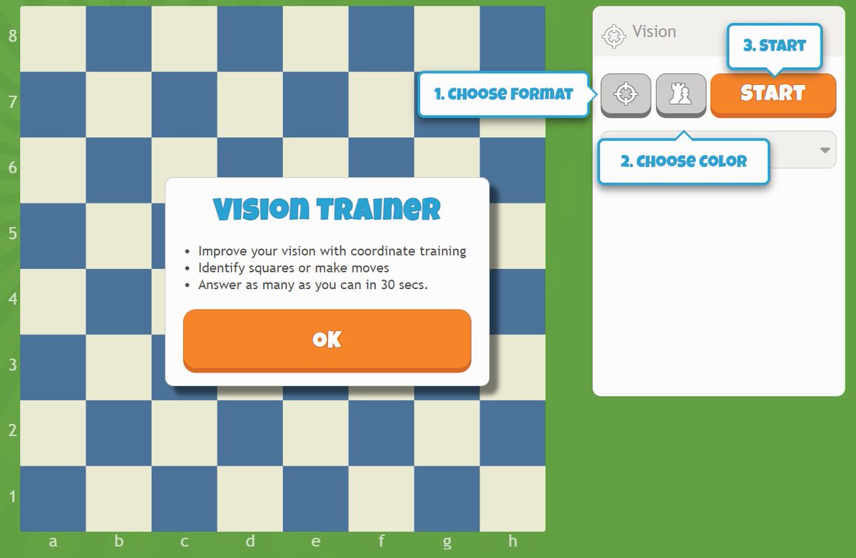 ChessKidcom's tweet image. Wednesday Workout! Need to work on your board vision? ChessKid has you covered with our fun Vision Training tool! 💪💪💪 #chess #chessvision