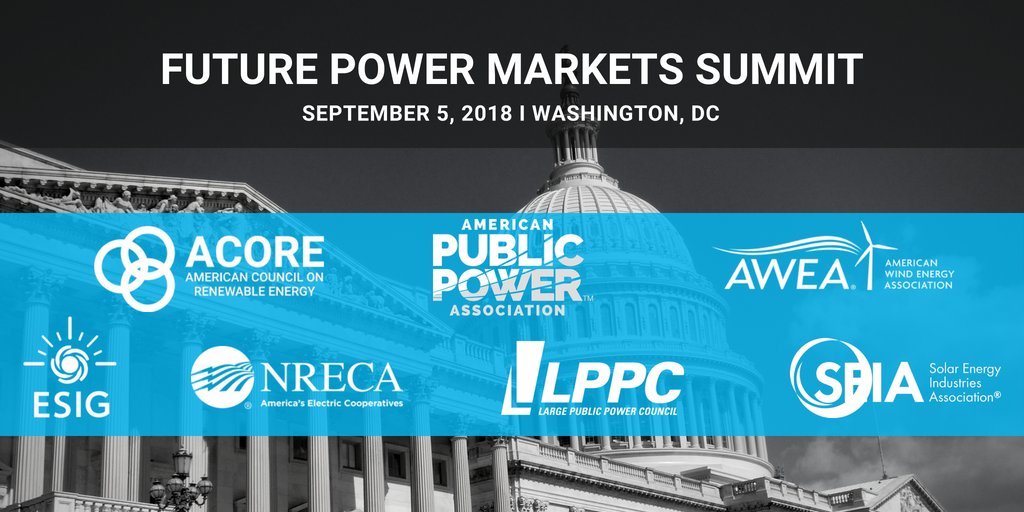 ACORE's tweet photo. Join ACORE's Senior Vice President of Policy &amp; Gov. Affairs Todd Foley this morning @AWEA's #PowerSummit2018 for a panel discussion on current #energy #market designs and projections for the future https://t.co/TWimRno9Xl