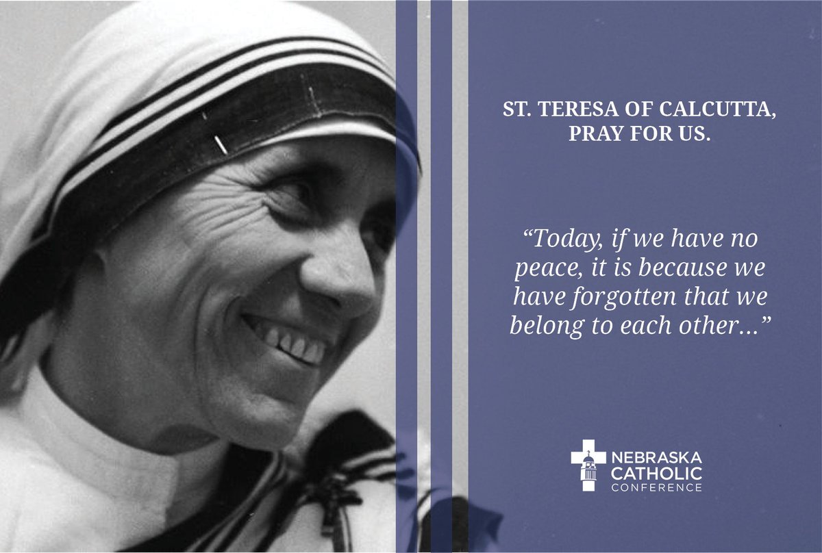 "Today, if we have no peace, it is because we have forgotten that we belong to each other..." #motherteresa #catholic St. Teresa of Calcutta, pray for us!