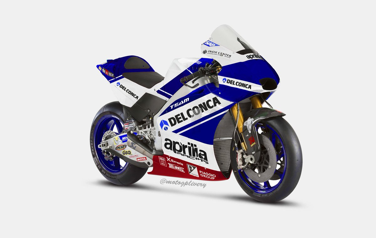 MotogpLivery's tweet photo. Time for the Aprilia to get designed. This time with the inspiration from the Gresini Moto3 bike #aprilia #gresini #delconca #motogp #motogpliveries https://t.co/IT0Vwbt0sU