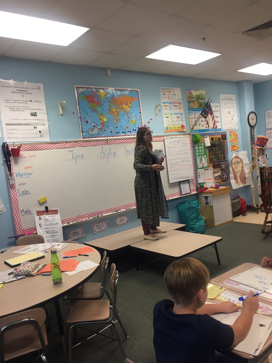 Love that Ms. Potter at @BarwellBears ensures all students have access to her Letterland modeling by standing on a stage! #ESMdoingthework @BarwellBears