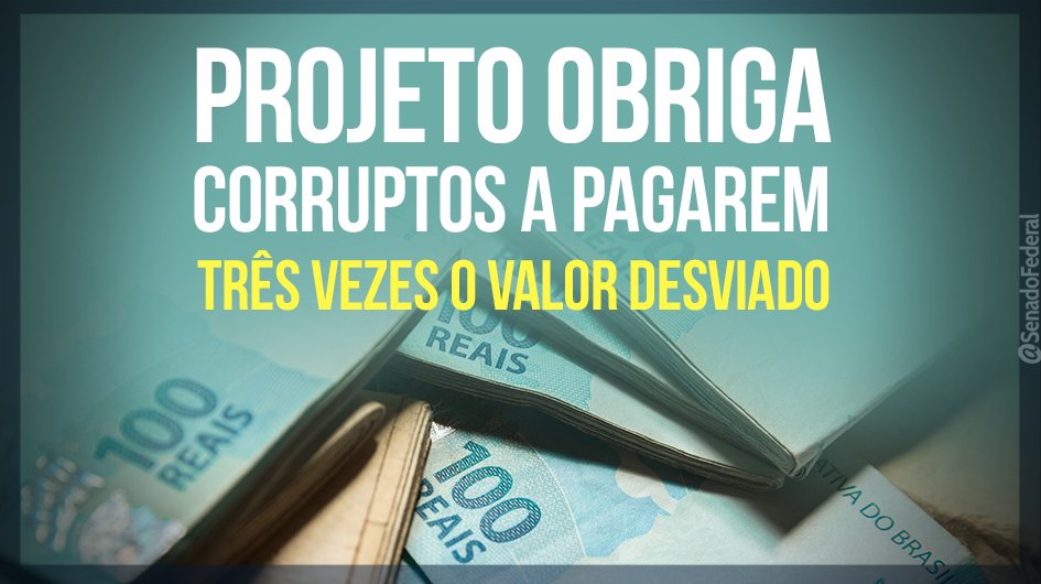 SenadoFederal's tweet image. Os réus condenados por corrupção ativa ou passiva poderão ser obrigados a pagar uma multa de três vezes o valor do prejuízo causado aos cofres públicos: bit.ly/2onpREz