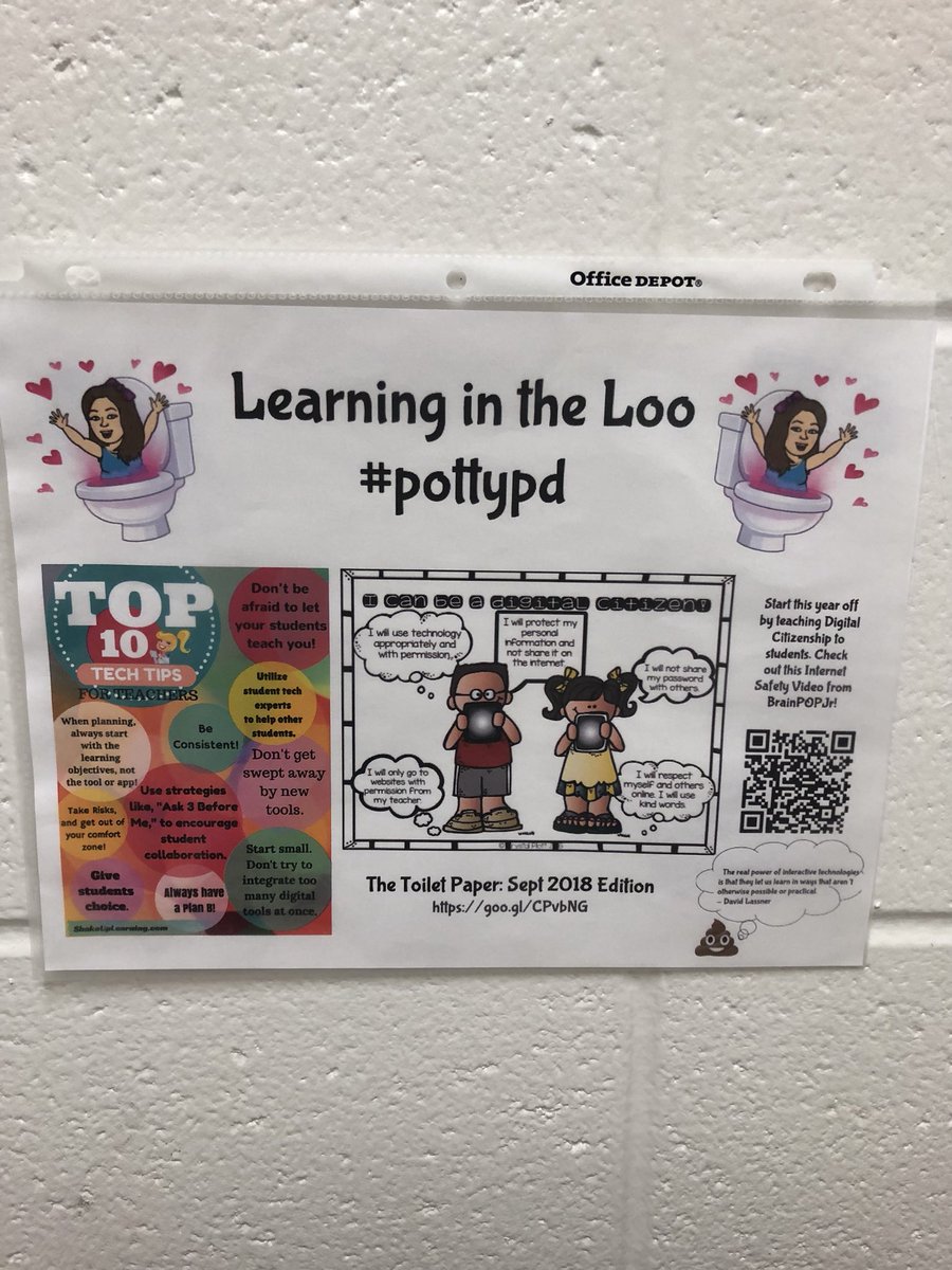 mrsamberbush's tweet image. Shout out to @Tech_Teach_Love for providing some great bathroom reading! #pottypd @dspringses #vbamazing #learningintheloo