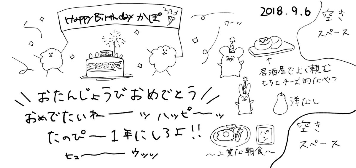 うまれた～っ ヤーが手を止めてかいてくれたヨ 原稿してくれありがとな🍰 