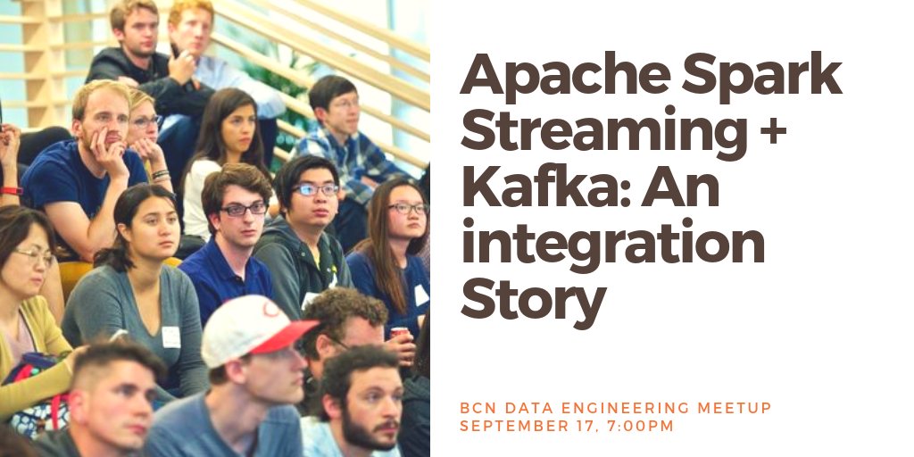 dataengconf's tweet image. Join the Barcelona Data Engineering Community on Monday, Sept 17 for an exciting talk by Joan Viladrosa Riera, Head of Engineering @Stuart_Delivery. RSVP now dataeng.co/2oPmjLT #kafka #apachespark #sparkstreaming Special thanks to @IronhackBCN for hosting the event