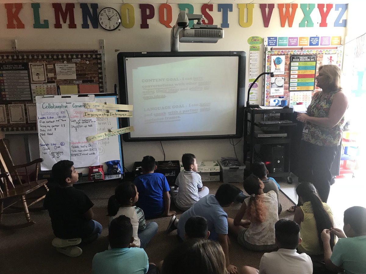 BrutonESL's tweet image. CoTeaching a lesson about collaborative conversation with Mrs. Pritts #brainpopjr #anchorchart #sentenceframes #ABCgame #visuals #partnertalk #SIOP #proudtobeahusky