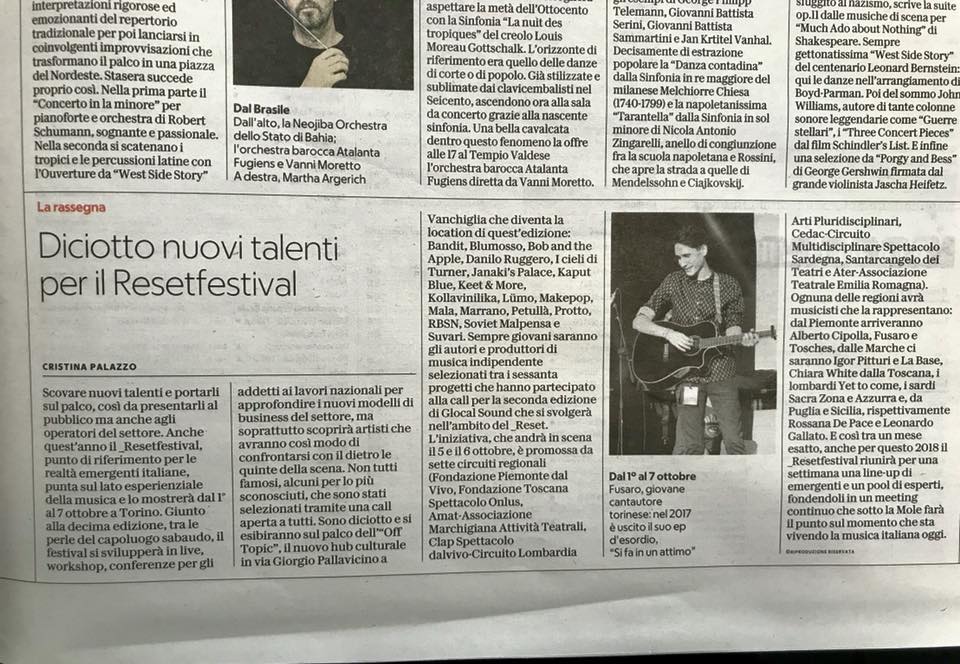 #resetX riunirà per una settimana una line-up di emergenti e un pool di esperti, fondendoli in un meeting continuo che sotto la Mole farà il punto sul momento che sta vivendo la musica italiana oggi.
Appuntamento dall’1 al 7 ottobre all’OFF TOPIC di #Torino!
<a href="/LaRepubblica_it/">La Repubblica It</a>