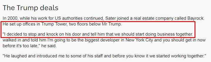 99) VII of IX: Both Carter Page & Felix Sater are rarified ‘associates’ of Trump whilst also maintaining direct physical operational proximity to Trump and Trump Tower. https://twitter.com/Missy_America/status/965061338815868928 http://www.abc.net.au/news/2018-06-04/felix-sater-long-time-business-partner-to-donald-trump/9815904