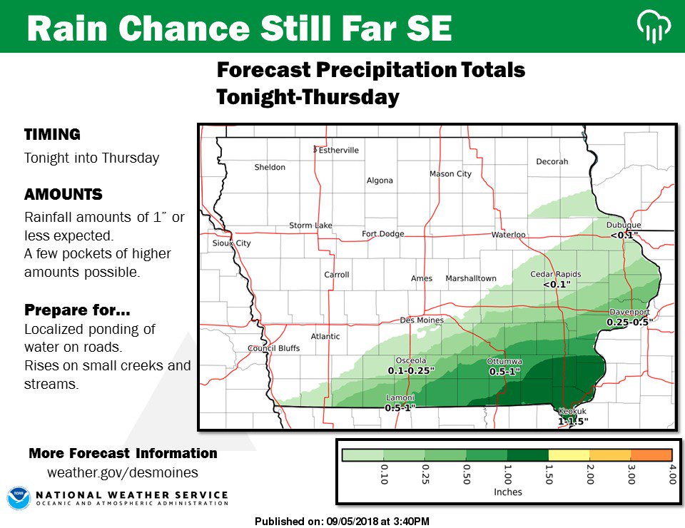 NWS Des Moines on Twitter "Widespread heavy rain threat is diminishing this evening, with