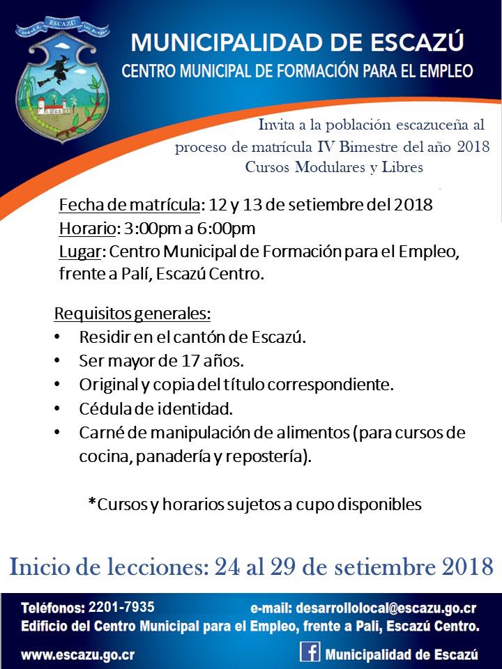 MEscazu's tweet photo. ¿Desea llevar un curso libre o programa modular? #deleRT https://t.co/TixaA8S0fX