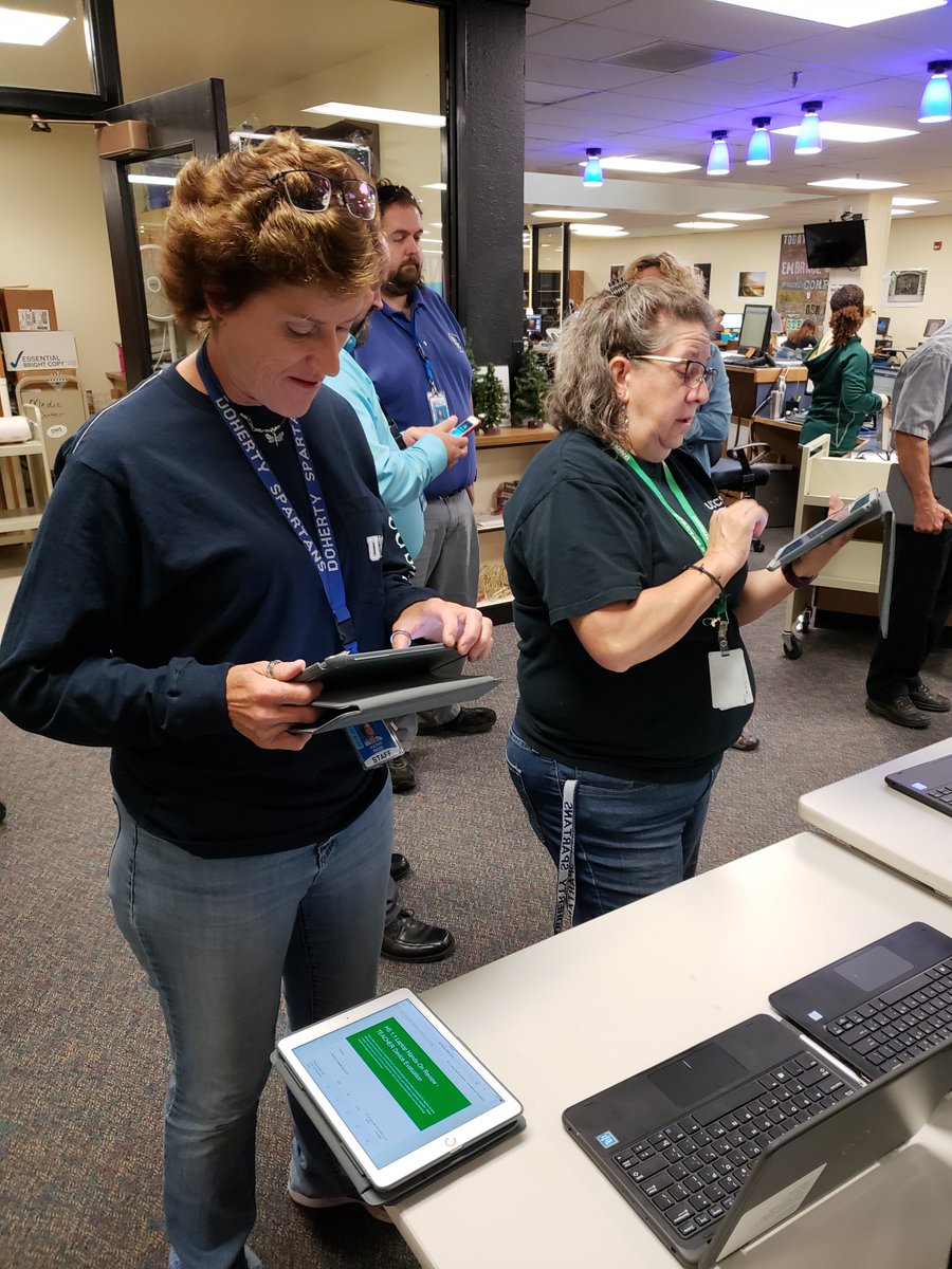 1:1 Roadshow. Staff and students get to try out devices today and tomorrow. What is the best device for all? Don't forget to come by and then fill out the survey. #YourOpinionCounts #deviceroadshow
@DohertySpartans