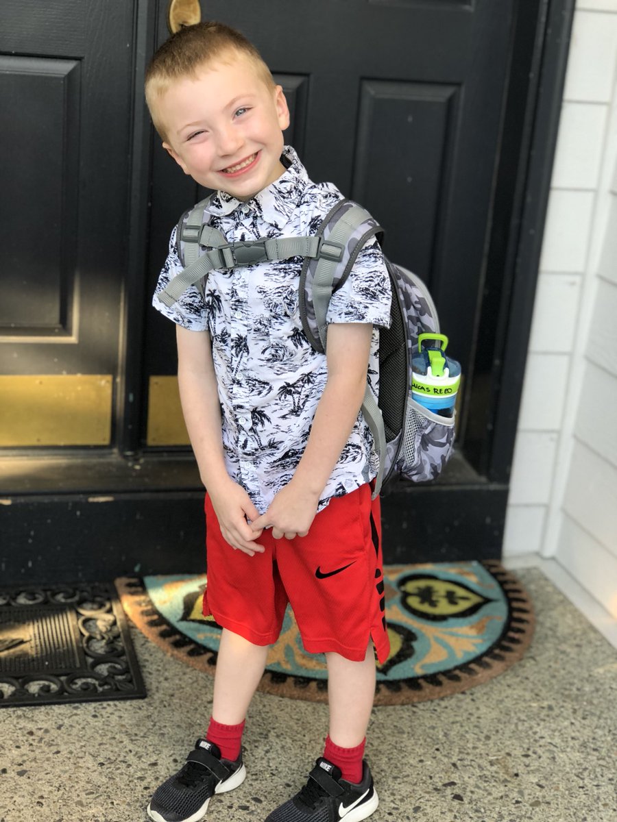 LLReed92's tweet photo. First day of kindergarten!  Class of 2031! https://t.co/m83cD1mfFD