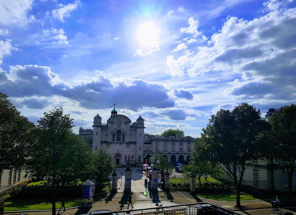 Cardiff University main building in the sun