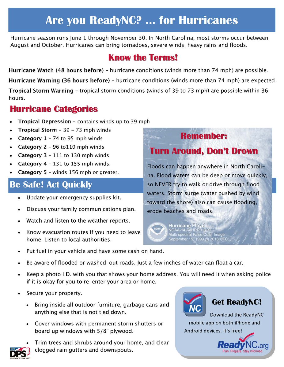 HCPHS_NC's tweet photo. September is Preparedness Month! Take some time to prepare your family and home for hurricanes. #ReadyNC #HalifaxNC https://t.co/5jC8fNvvO6