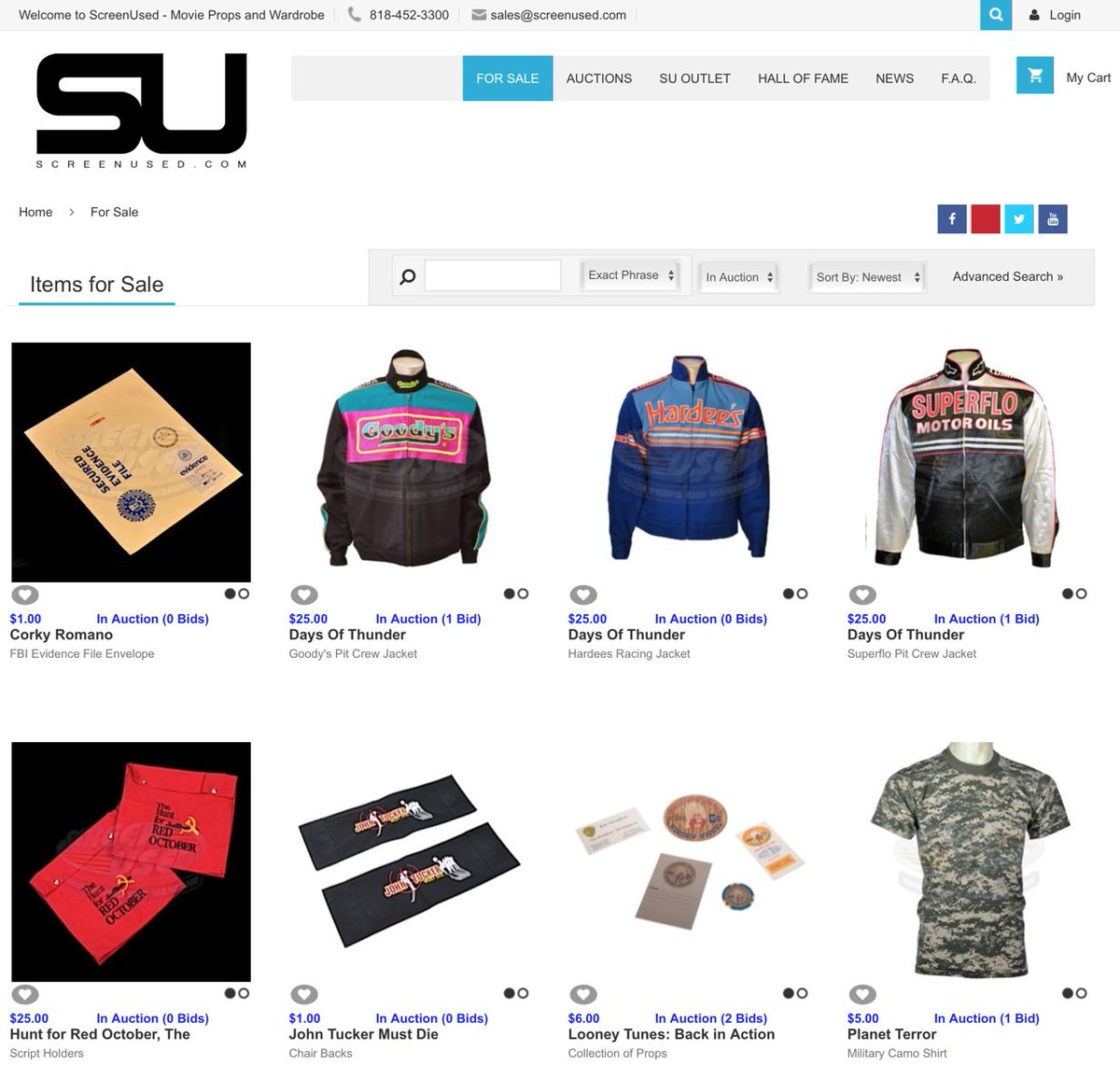 screenused's tweet image. Daily Clearance Auctions at ScreenUsed right now! We posted over 80 items in our Tuesday and Wednesday Daily auctions this week. Many of the items were originally listed for hundreds and even thousands of dollars - all extremely low starting bids. screenused.com/index.cfm?page…
