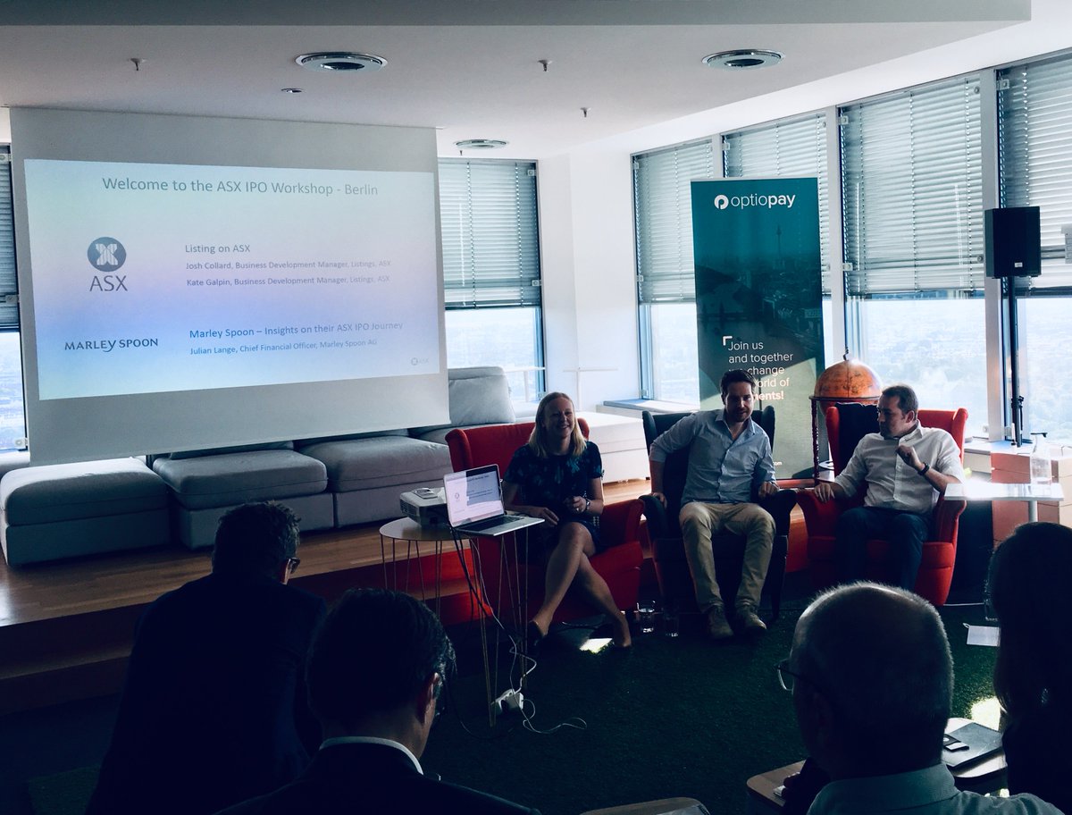 LandingPadsAU's tweet photo. #BerlinLP Learning lots and at @ASX workshop tonight in Berlin: IPO in Australia great option for European companies, latest example: Gemrany's @MarleySpoon raising capital in July 2018 https://t.co/rvtGDi5vEQ