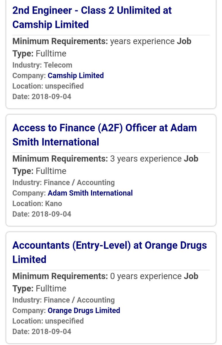 lorveet's tweet photo. Open #vacancies 
2nd Engineer - Class 2 Unlimited at Camship Limited

Access to Finance (A2F) Officer at Adam Smith International

Accountants (Entry-Level) at Orange Drugs Limited

Get daily alerts #free https://t.co/OnXNdgcQtr https://t.co/8YEqu5suSX