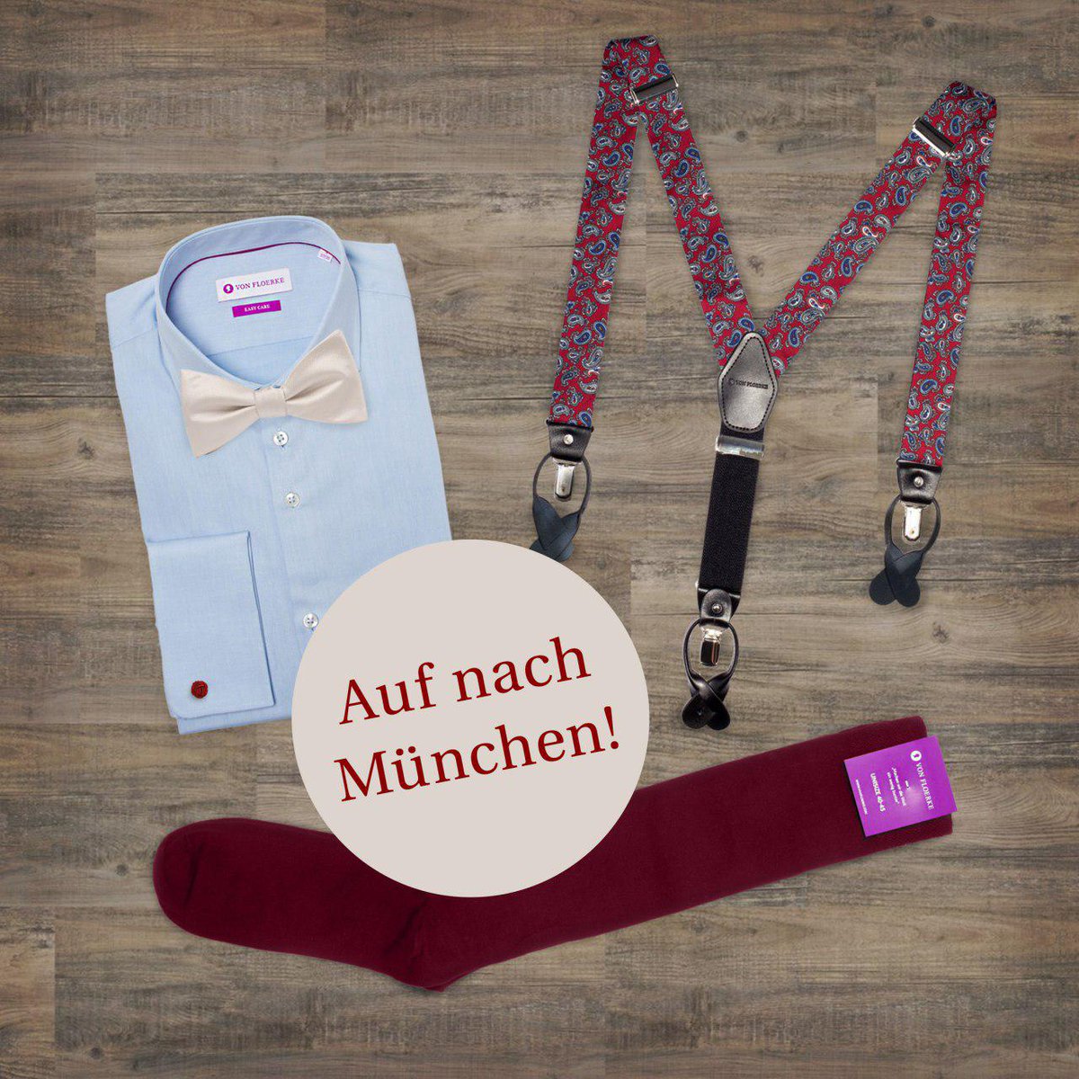 Mit unseren Socken, Strümpfen und Hosenträgern bringt ihr ganz individuelle Farbakzente in euer Wiesn-Outfit. Deckt euch jetzt fürs Oktoberfest ein und sichert euch 30 % Rabatt auf alle drei! Aktionscode: WIESN30
Immer hier entlang, bitte: floerke.in/wiesn30