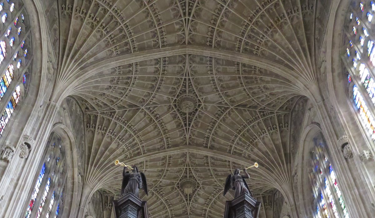 KA_Morrison's tweet photo. Top highlight of British Archaeological Association #BAACambridge - clambering on top of the astonishing vaults of Kings College Chapel with expert guidance from Dr Frank Woodman. Note masons' assembly marks. https://t.co/MsfLTmatpo https://t.co/rUpvA4DqGv